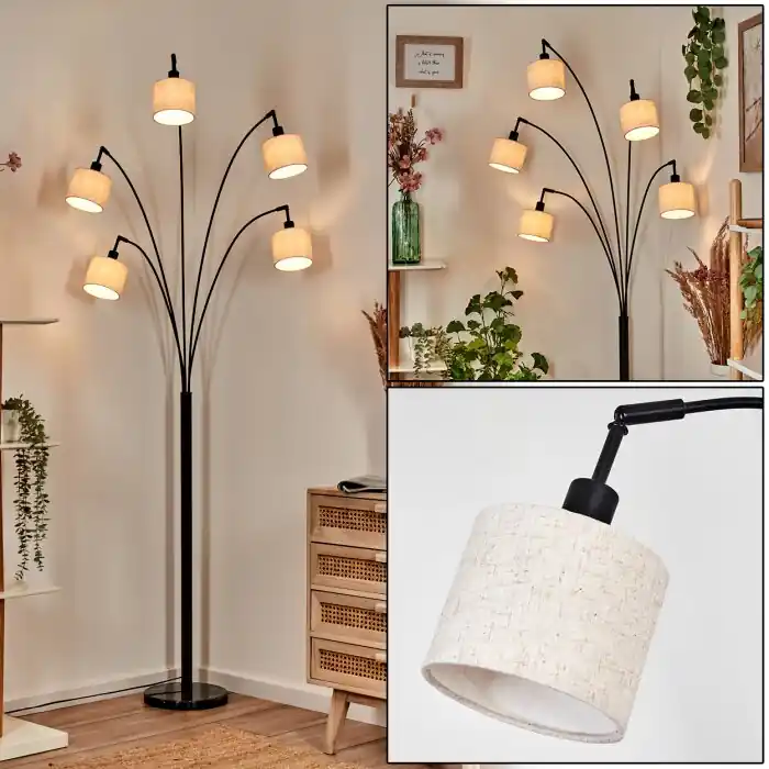 Bassagoda Staande lamp Zwart, 5-lichts Actieprijs