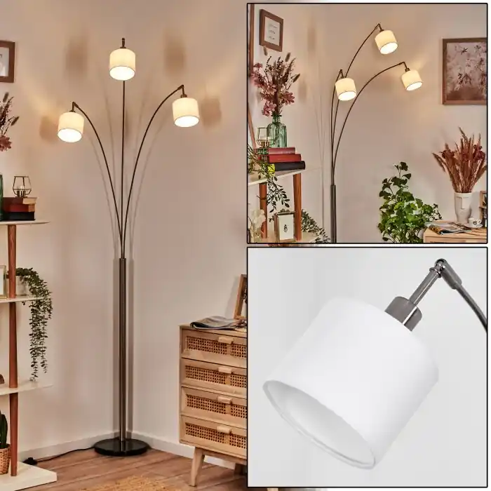 Bestel Nu Bassagoda Staande lamp Nikkel mat, Zwart, 3-lichts