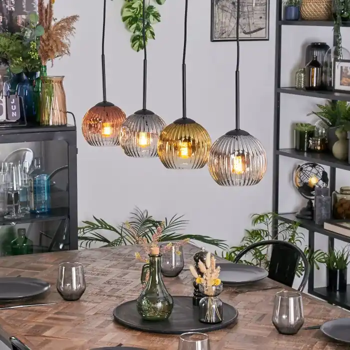Fabrieksprijs Ripoll Hanglamp, Kogellampje, Hanglamp Goud, Duidelijk, Koperkleurig, Rookkleurig, 4-lichts