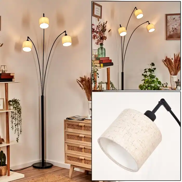Bassagoda Staande lamp Zwart, 3-lichts Gratis Retour