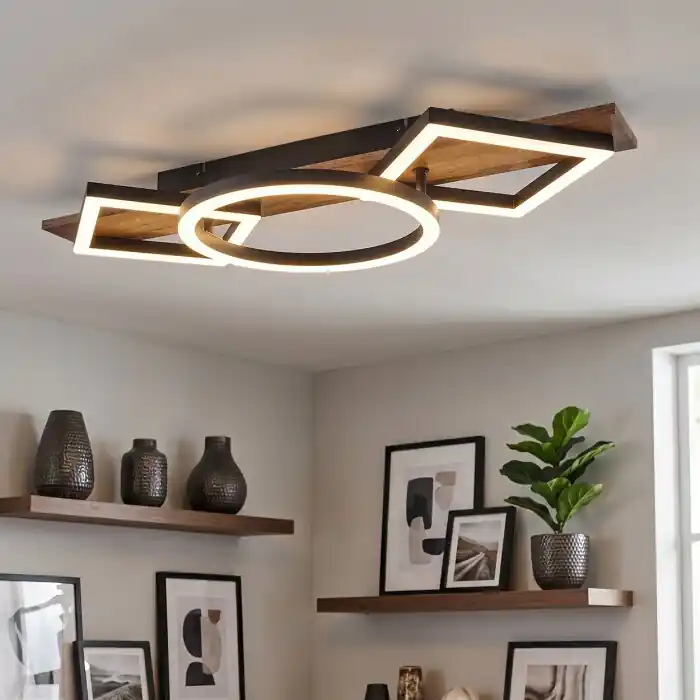 Cascada Plafondlamp LED Bruin, houtlook, Zwart, 1-licht Favoriet