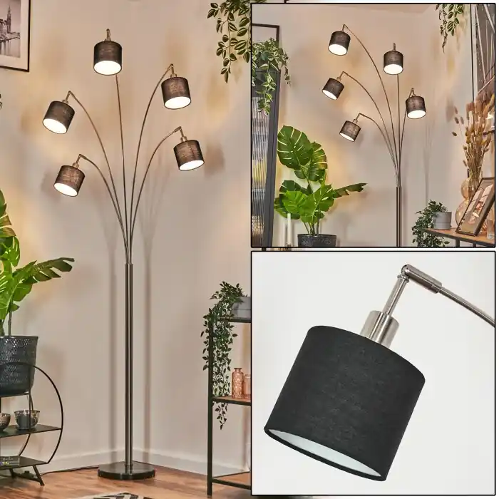 Bassagoda Staande lamp Nikkel mat, Zwart, 5-lichts Beperkte Voorraad