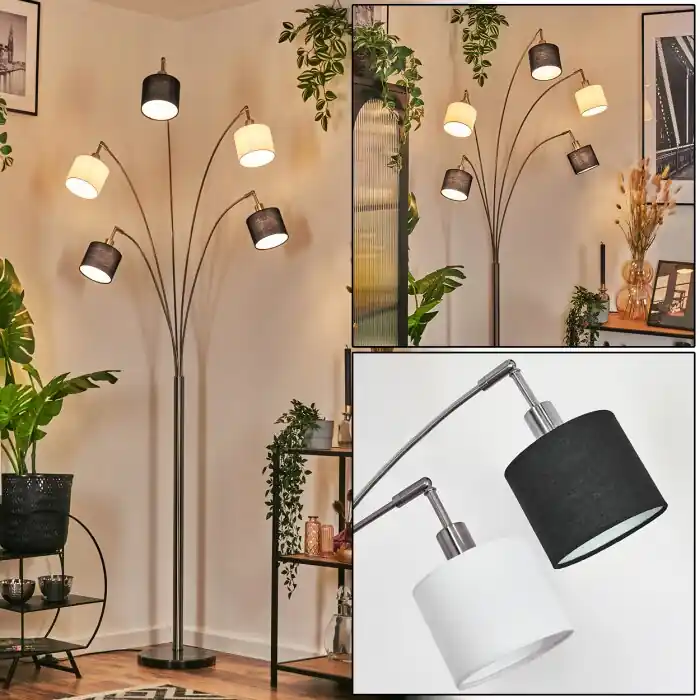 Bassagoda Staande lamp Nikkel mat, Zwart, 5-lichts Beperkt Aanbod