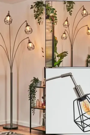 Yaak Staande lamp Nikkel mat, Zwart, 5-lichts Favoriet