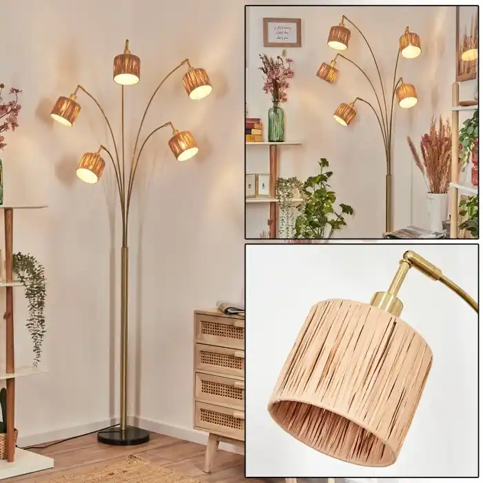 Granja Staande lamp Messing, Zwart, 5-lichts Lage Kosten