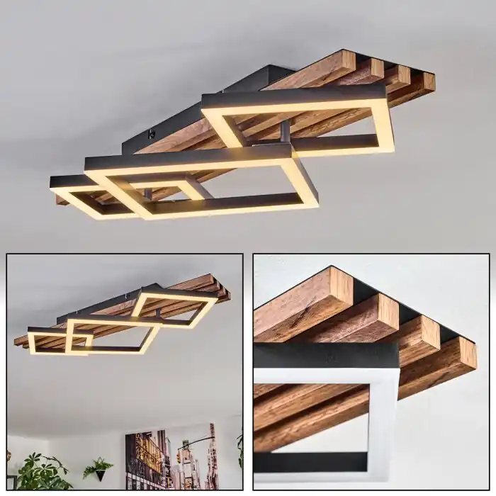 Betaalbaar Ellekilde Plafondlamp LED Bruin, houtlook, Zwart, 1-licht