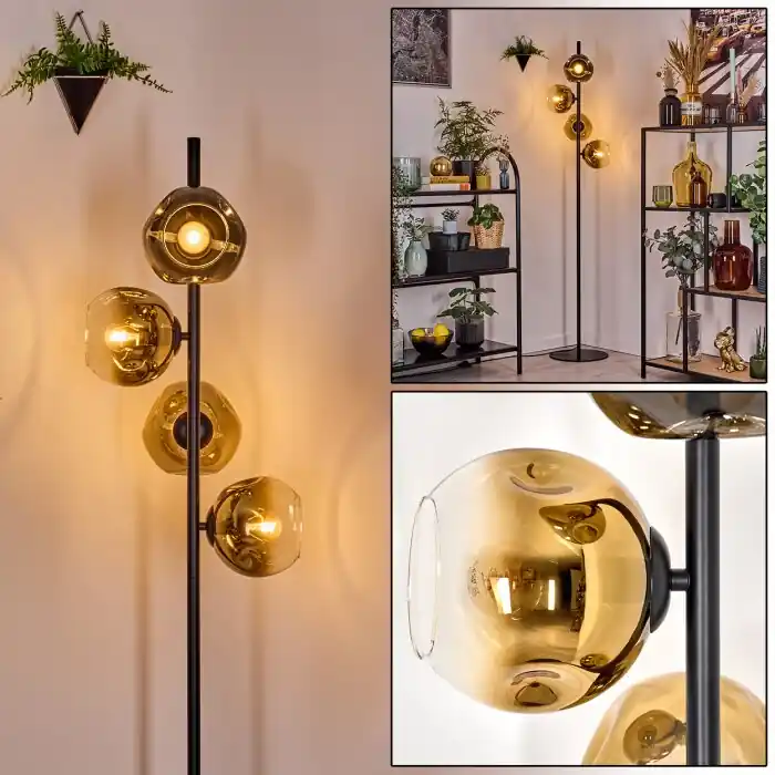 Seizoensaanbieding Ripoll Staande lamp Goud, Duidelijk, 4-lichts