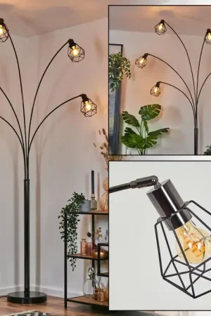 Yaak Staande lamp Chroom, Zwart, 5-lichts Shop Nu