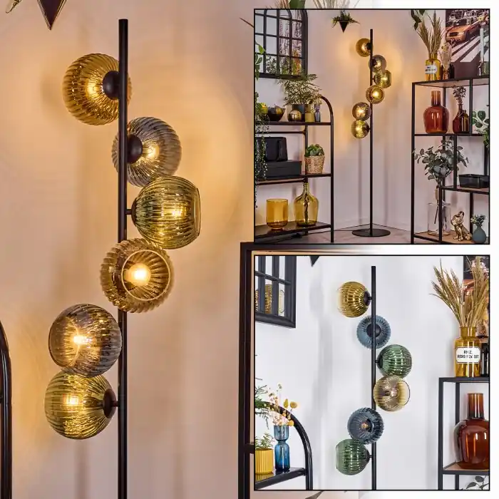 Speciale Aanbieding Ripoll Staande lamp Blauw, Goud, Groen, Duidelijk, 6-lichts