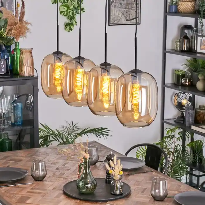 Apedo Hanglamp, Hanglamp Amber, 4-lichts Express Levering