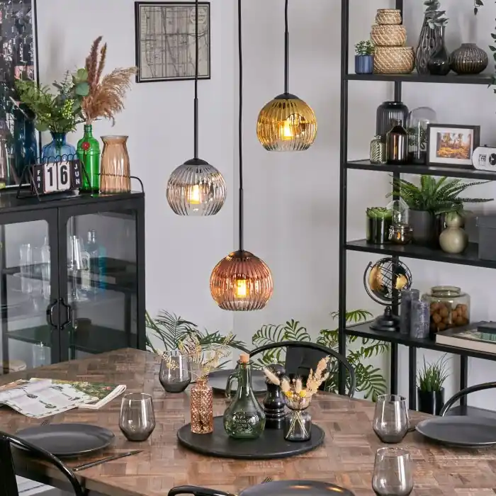 Uitverkoop Ripoll Hanglamp, Kogellampje, Hanglamp Goud, Duidelijk, Koperkleurig, Rookkleurig, 3-lichts