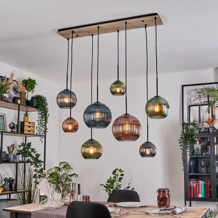 Uitverkoop Koyoto Hanglamp, Kogellampje, Hanglamp Natuurlijke kleuren, Zwart, 8-lichts