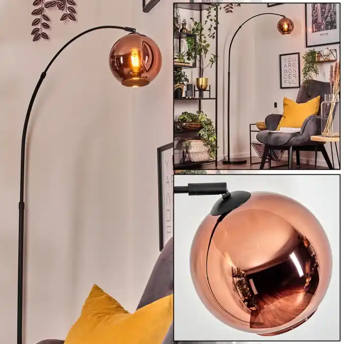 Koyoto Staande lamp, Booglampen Zwart, 1-licht Hoge Kwaliteit