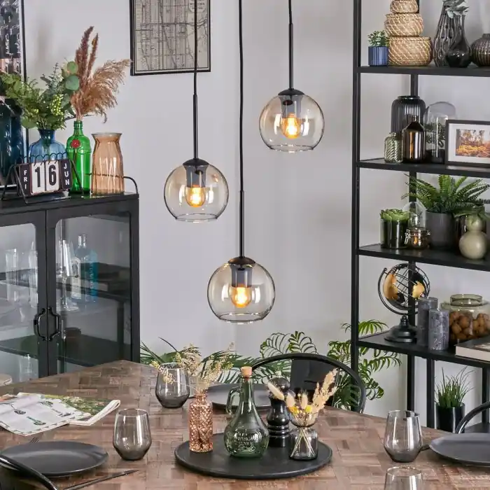 Koyoto Hanglamp, Kogellampje, Cluster hanglamp 30 cm Amber, Duidelijk, 3-lichts Rechtstreeks Van De Fabrikant