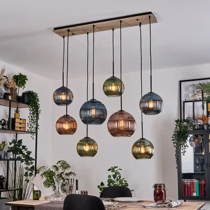 Bestseller Koyoto Hanglamp, Kogellampje, Hanglamp Natuurlijke kleuren, Zwart, 8-lichts
