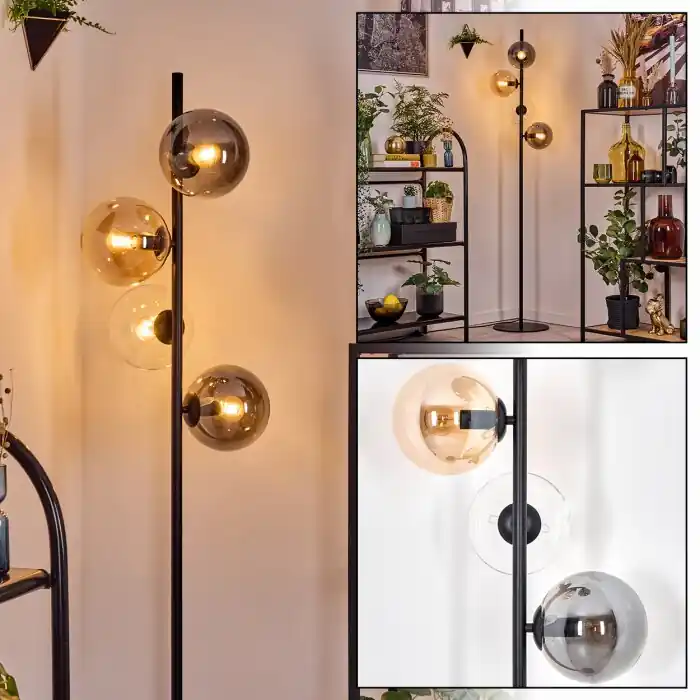 Gastor Staande lamp 34 cm Amber, Duidelijk, Rookkleurig, 4-lichts Dagaanbieding