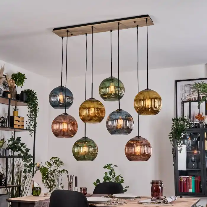 Alleen Vandaag Koyoto Hanglamp, Kogellampje, Hanglamp Natuurlijke kleuren, Zwart, 8-lichts