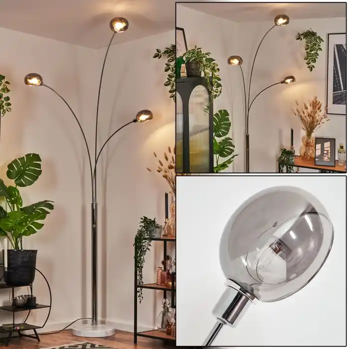 Nikkala Staande lamp Chroom, Wit, 3-lichts Express Levering