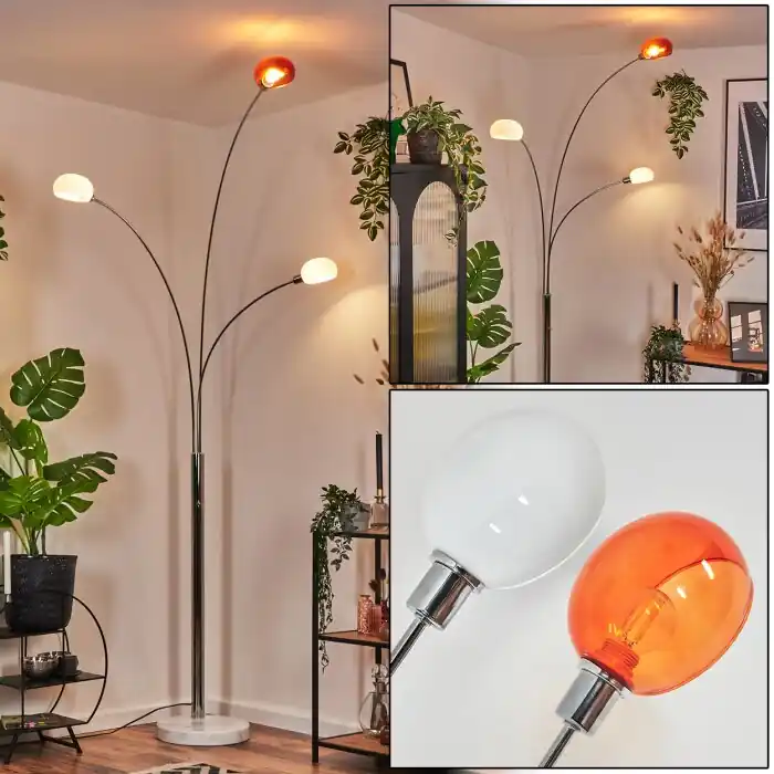 Nikkala Staande lamp Chroom, Wit, 3-lichts Gratis Retour