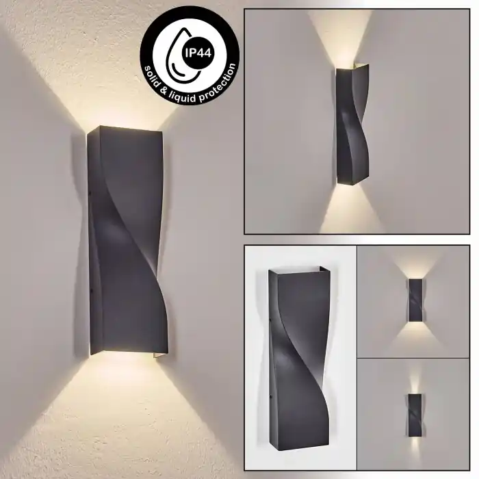 Uitverkoop Halan Wandlamp voor buiten, Licht omhoog & omlaag, Wandlamp LED Zwart, 2-lichts