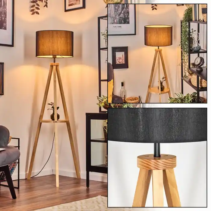 Soungou Staande lamp Natuurlijke kleuren, Zwart, 1-licht Premium