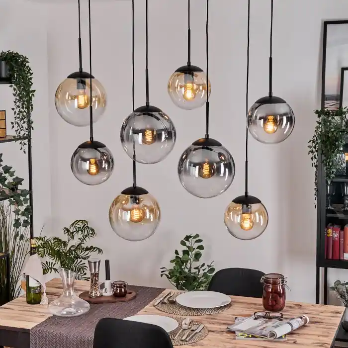 Gastor Hanglamp, Kogellampje, Hanglamp Amber, Duidelijk, Rookkleurig, 8-lichts Tijdelijk Beschikbaar