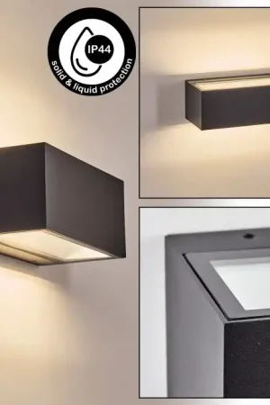 Weekendaanbieding Lanor Wandlamp voor buiten, Licht omhoog & omlaag, Wandlamp LED Zwart, 1-licht