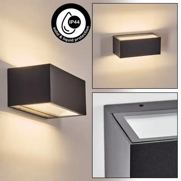 Weekendaanbieding Lanor Wandlamp voor buiten, Licht omhoog & omlaag, Wandlamp LED Zwart, 1-licht