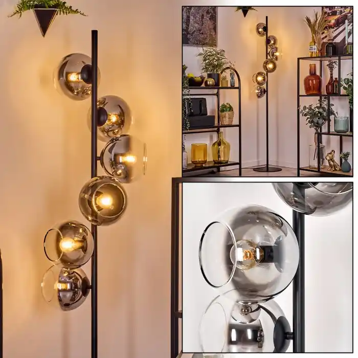Koyoto Staande lamp 31 cm Chroom, Duidelijk, Rookkleurig, 6-lichts Nu Kopen