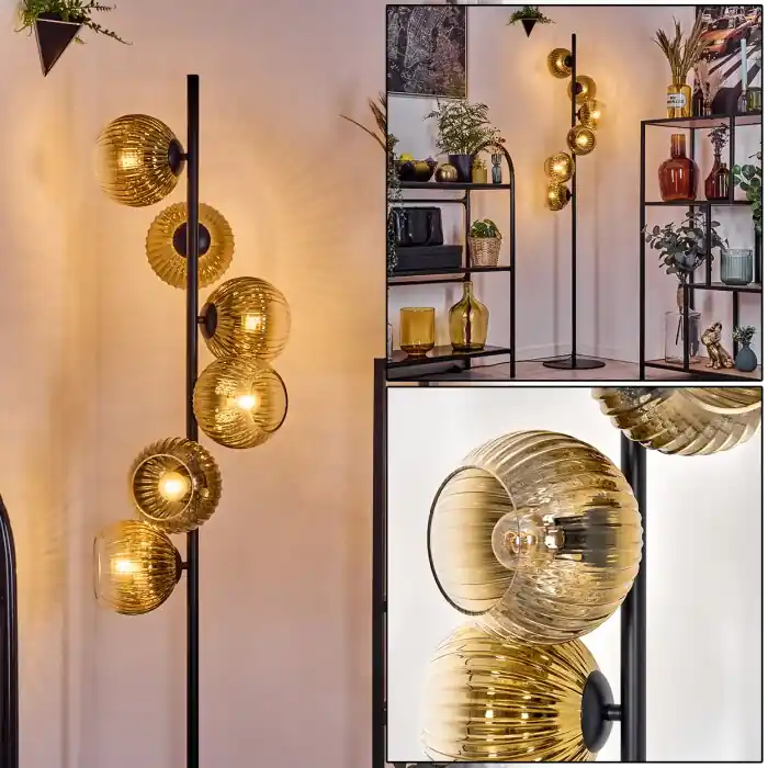 Koyoto Staande lamp 31 cm Goud, Duidelijk, 6-lichts Gecertificeerd