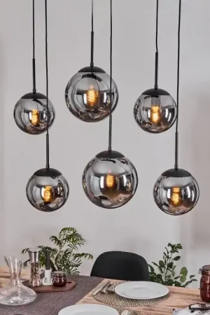 Aanbieding Gastor Hanglamp, Kogellampje, Hanglamp Rookkleurig, 6-lichts