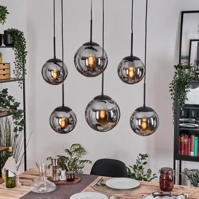 Aanbieding Gastor Hanglamp, Kogellampje, Hanglamp Rookkleurig, 6-lichts