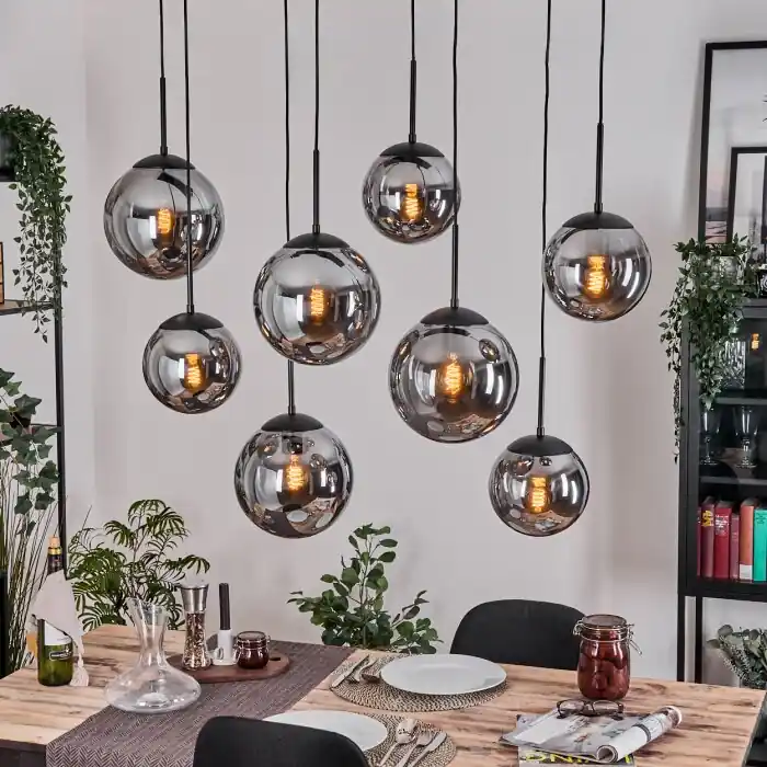 Gastor Hanglamp, Kogellampje, Hanglamp Rookkleurig, 8-lichts Korting