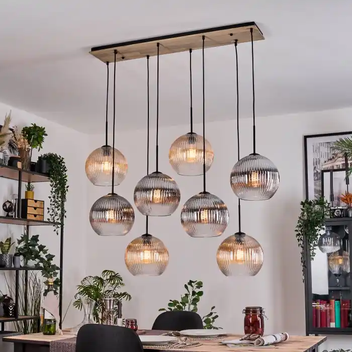 Favoriet Koyoto Hanglamp, Kogellampje, Hanglamp Natuurlijke kleuren, Zwart, 8-lichts