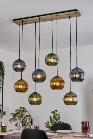 Weekendaanbieding Koyoto Hanglamp, Kogellampje, Hanglamp Natuurlijke kleuren, Zwart, 8-lichts