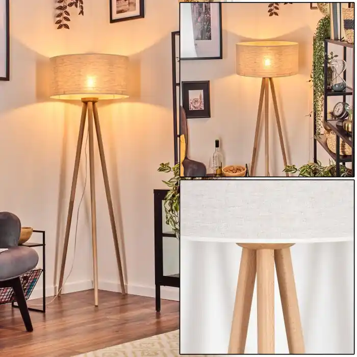 Direct Verzonden Saladillo Staande lamp Hout licht, Wit, 1-licht