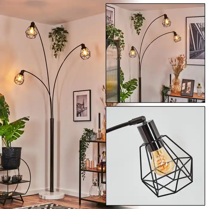Laatste Kans Yaak Staande lamp Chroom, Zwart, Wit, 3-lichts