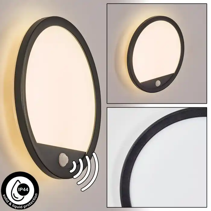 Betrouwbaar Qadir Wandlamp voor buiten, Wandlamp LED Zwart, 1-licht, Bewegingsmelder