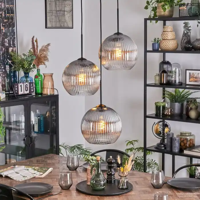 Koyoto Hanglamp, Kogellampje, Cluster hanglamp Duidelijk, Rookkleurig, 3-lichts Snelle Levering