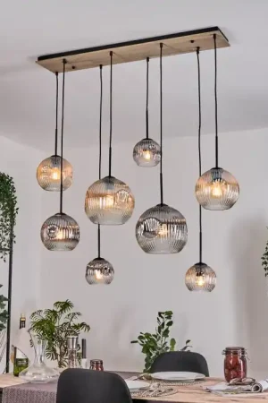 Aanbieding Ripoll Hanglamp, Kogellampje, Hanglamp Natuurlijke kleuren, Zwart, 8-lichts