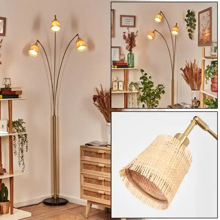 Lindberg Staande lamp Messing, Zwart, 3-lichts Goedkoop