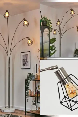 Yaak Staande lamp Nikkel mat, Zwart, Wit, 5-lichts Express Levering