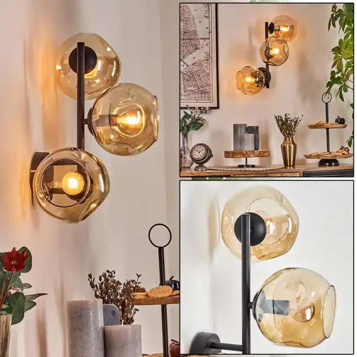 Ripoll Kogellampje, Wandlamp Amber, 3-lichts Shop Nu