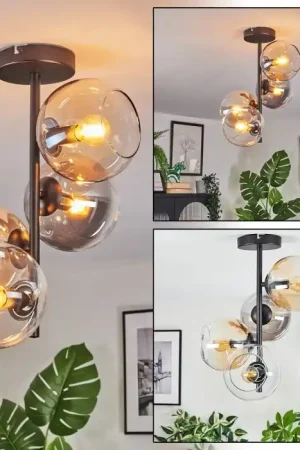 Weekendaanbieding Koyoto Plafondlamp, Kogellampje Amber, Duidelijk, Rookkleurig, 4-lichts