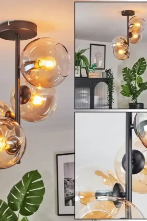 Aanbieding Koyoto Plafondlamp, Kogellampje Amber, Duidelijk, 4-lichts