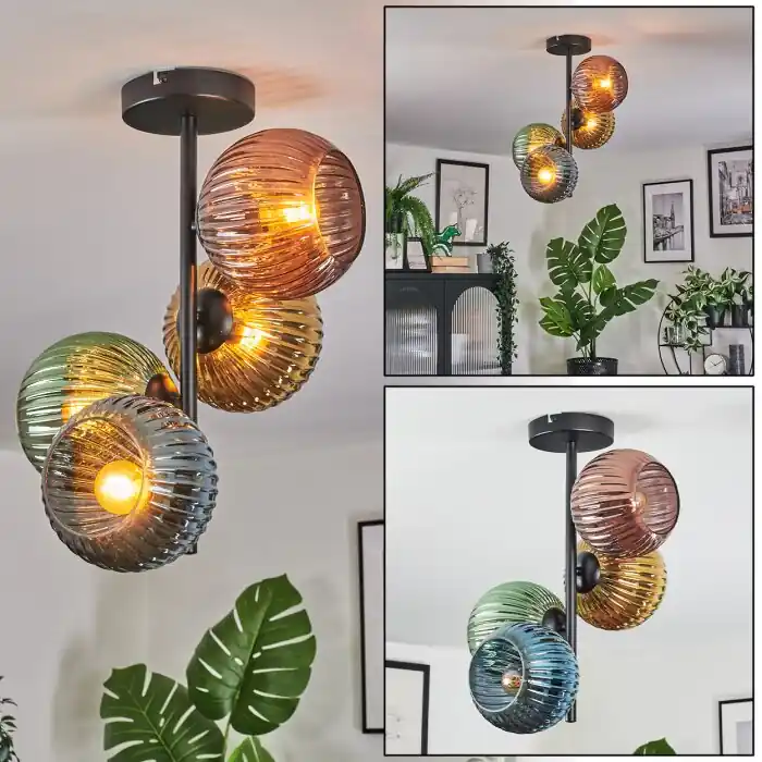 Koyoto Plafondlamp, Kogellampje Blauw, Goud, Groen, Koperkleurig, 4-lichts Seizoensaanbieding