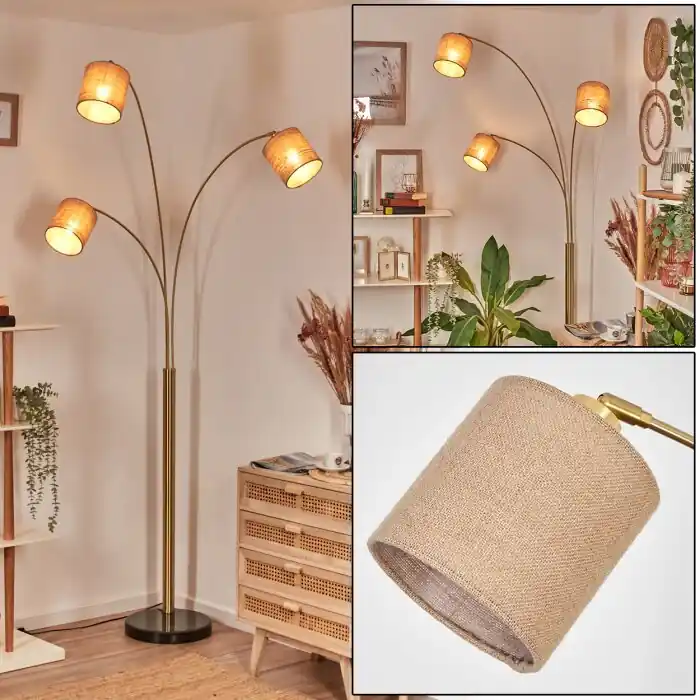 Soungou Staande lamp Messing, Zwart, 3-lichts Aanbieding