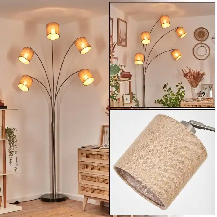 Soungou Staande lamp Nikkel mat, Zwart, 5-lichts Seizoensaanbieding