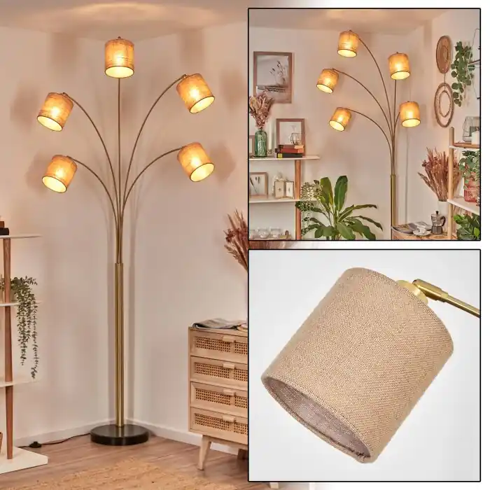 Lage Kosten Soungou Staande lamp Messing, Zwart, 5-lichts