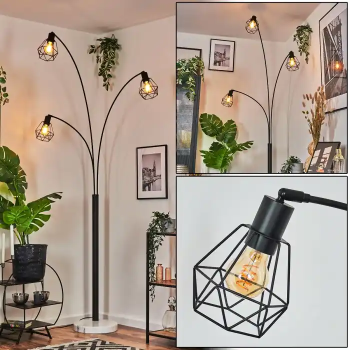 Yaak Staande lamp Zwart, Wit, 3-lichts Betaalbaar